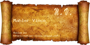Mahler Vince névjegykártya